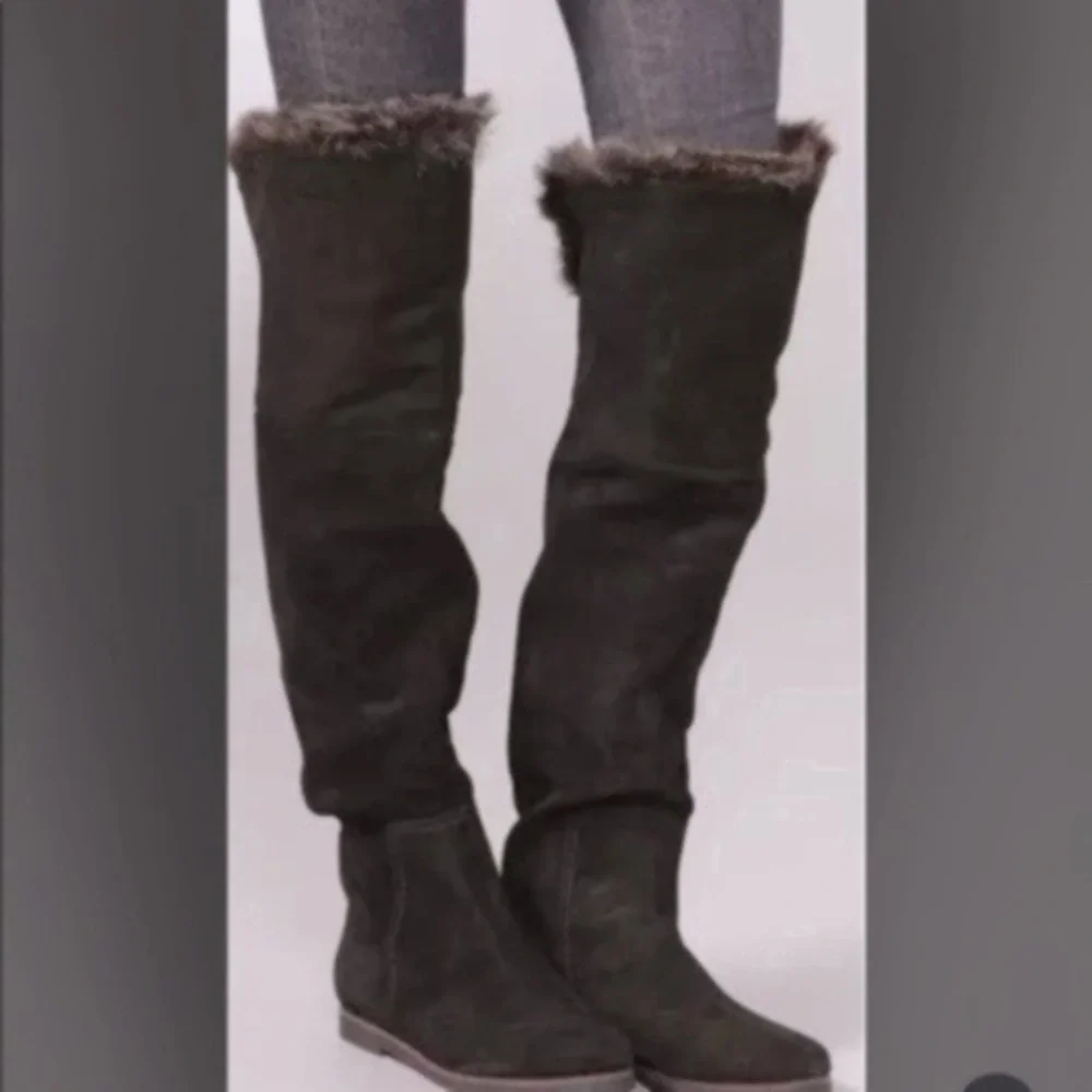 Sam Edelman Versatile Black Suede & Faux Fur Boots Size 9M